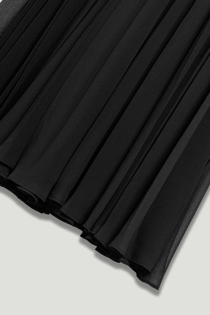 Pleated Chiffon Wide-Leg Pants