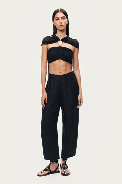 Textured Straight-Leg Pants