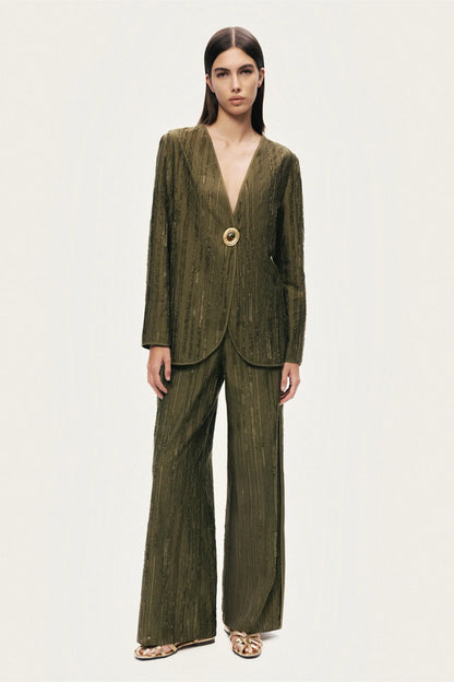 Textured Wide-Leg Pants