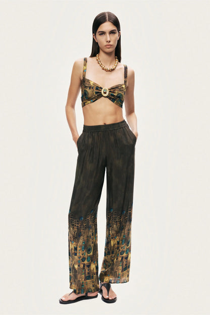 Printed Straight-Leg Pants