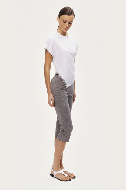 Tailored Linen Blend Capri Pants