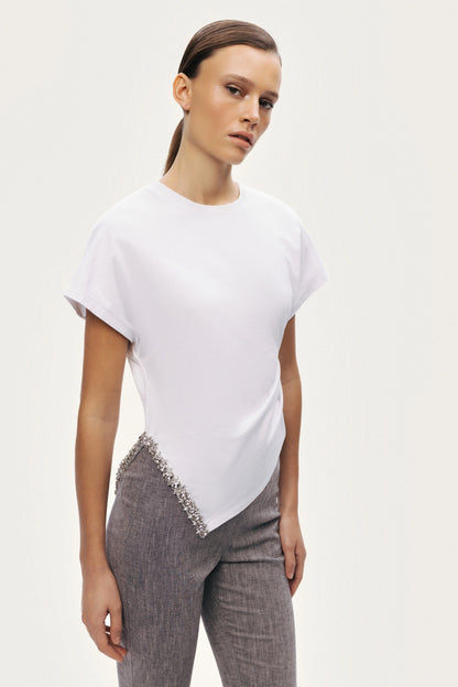 Tailored Linen Blend Capri Pants