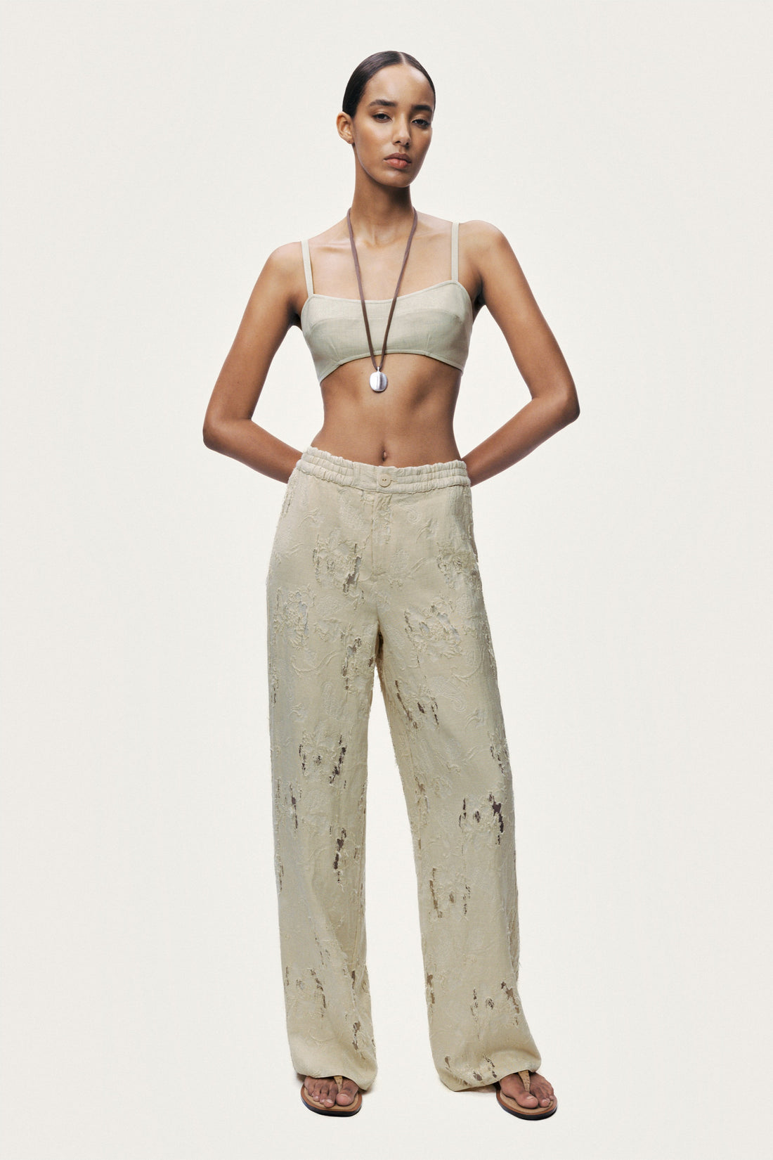 Jacquard Wide-Leg Trousers
