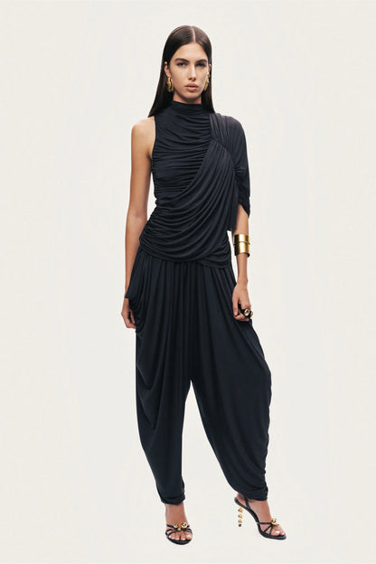 Draped Relaxed-Fit Pants