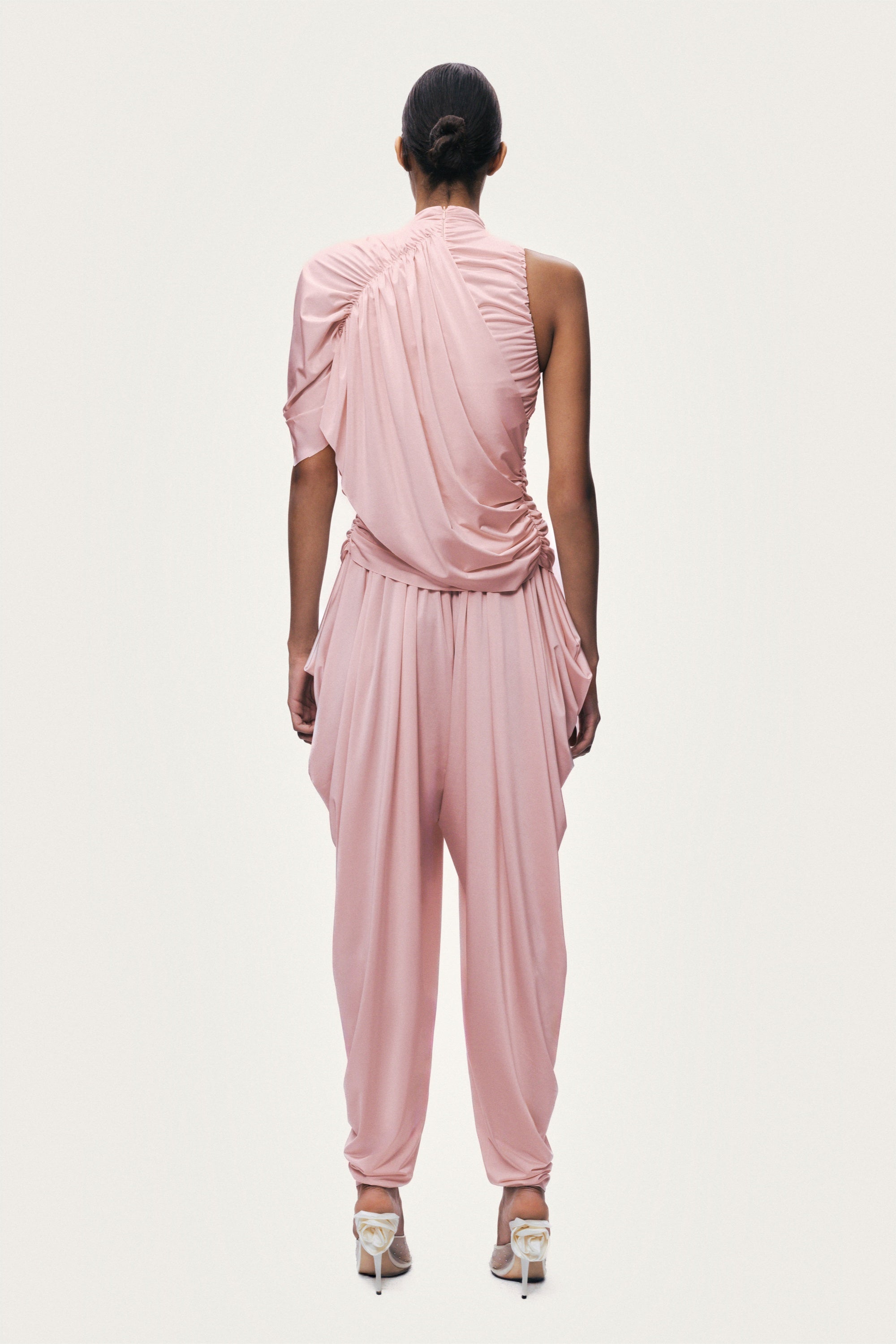 Blush Pink Draped Harem Trousers