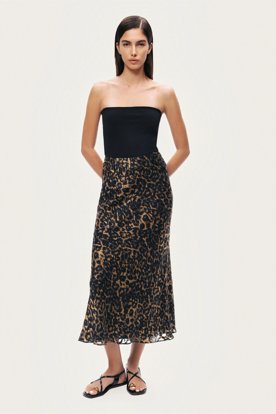 Printed Leopard Midi Skirt