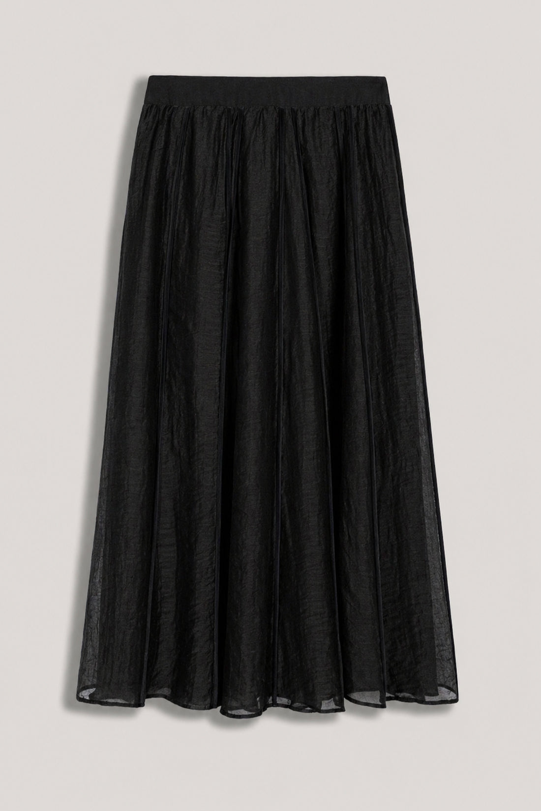 Braid-Trim Pleated Midi Skirt