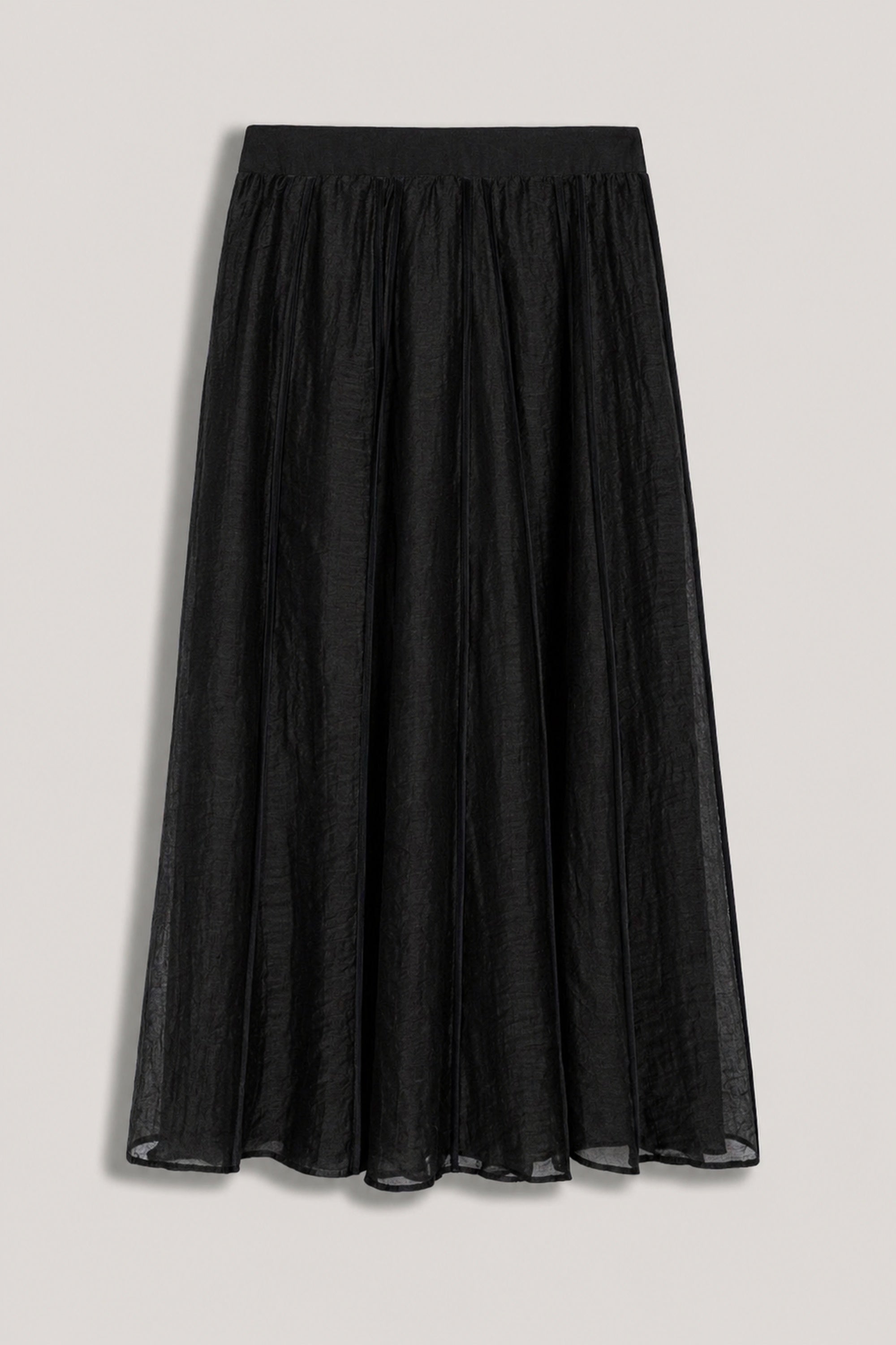 Braid-Trim Pleated Midi Skirt