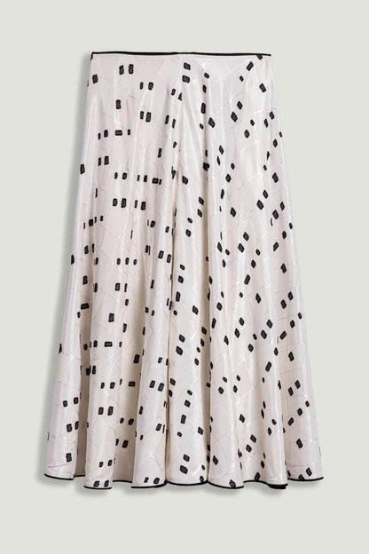 Black and White Printed Midi Skirt