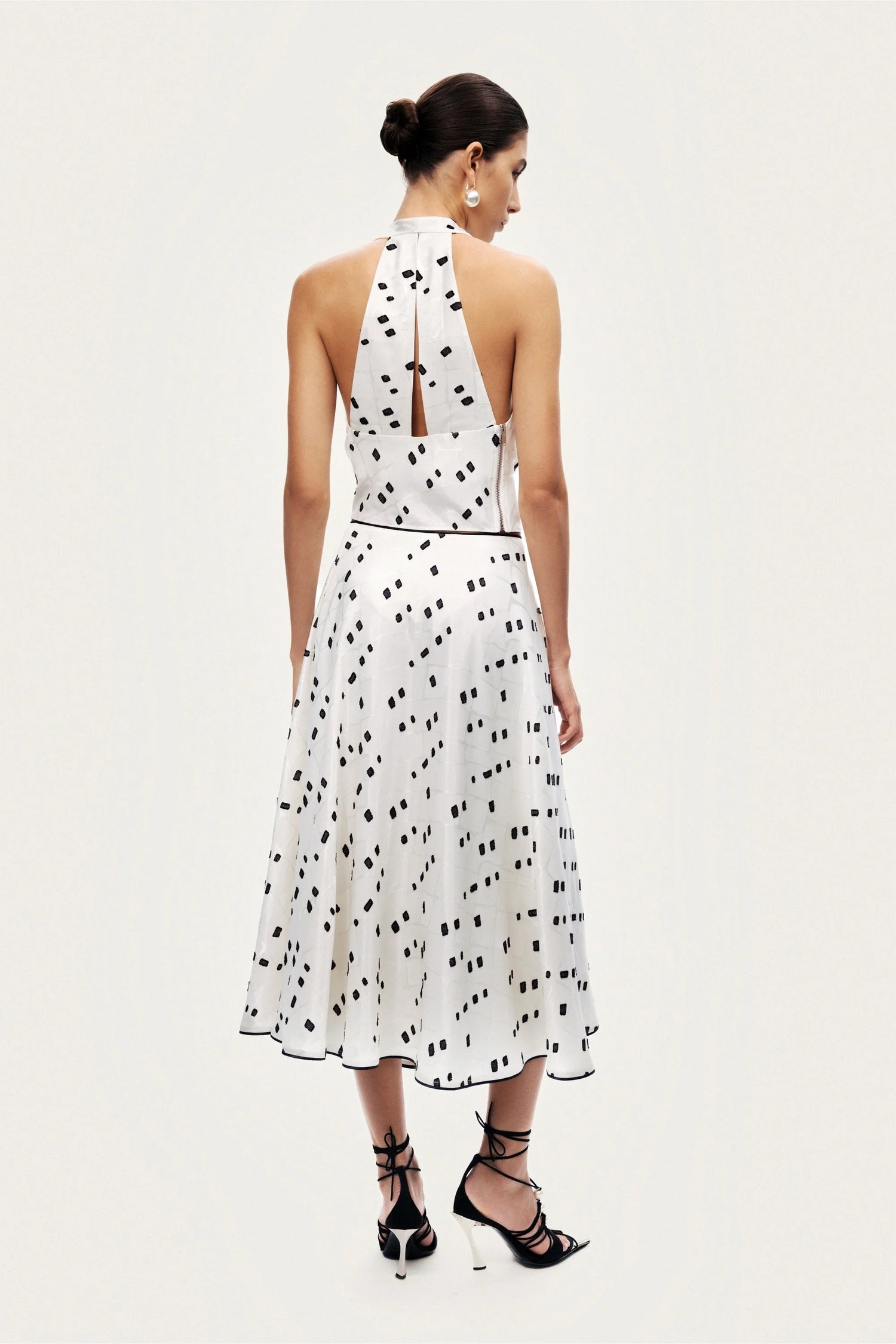 Black and White Printed Midi Skirt