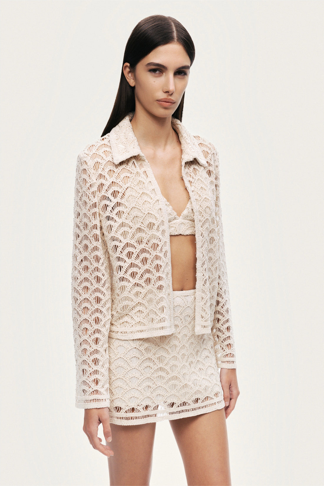 High-Waisted Lace Mini Skirt