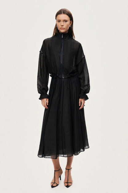 Braid-Trim Sheer Jacket