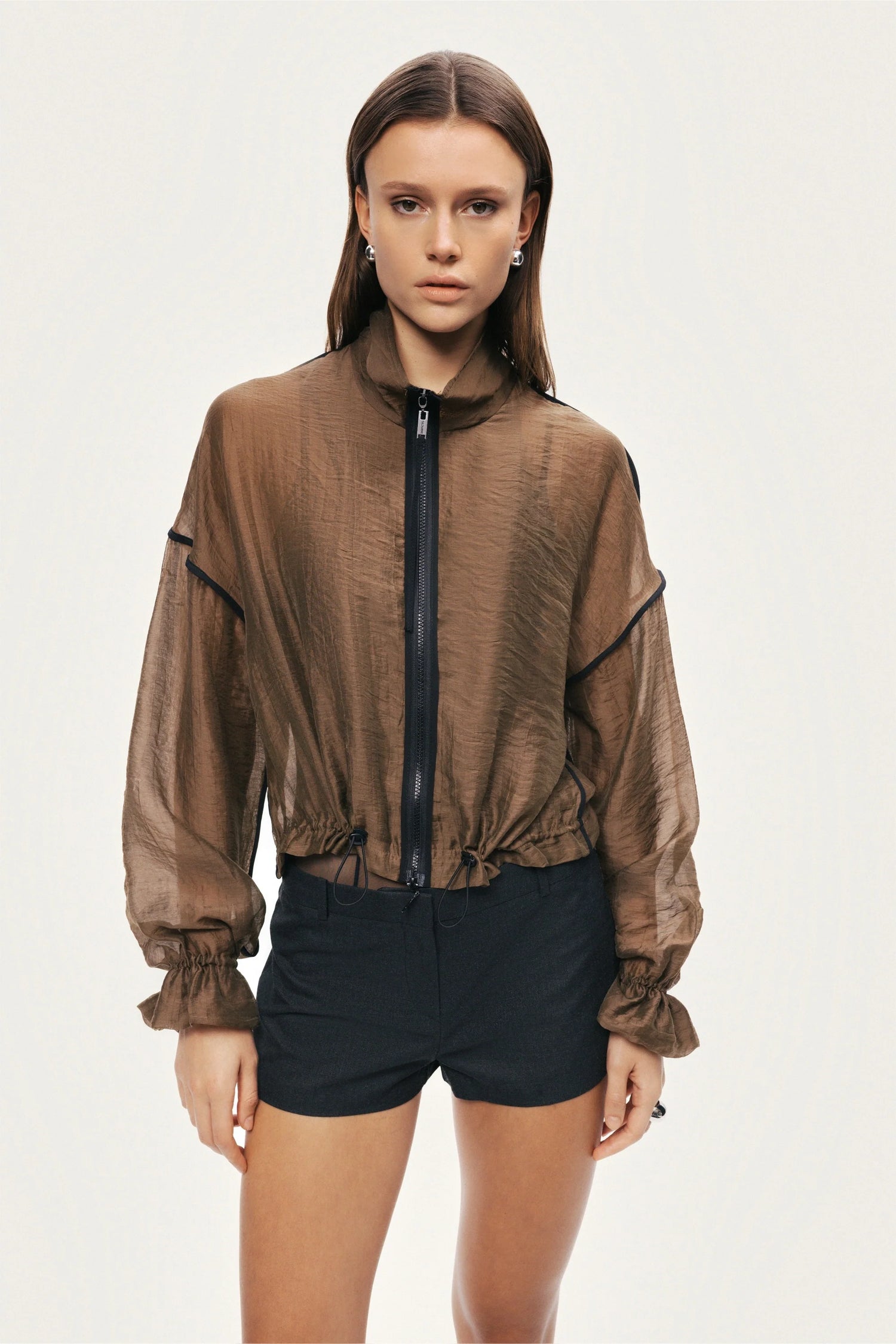 Sheer Zip-Front Jacket