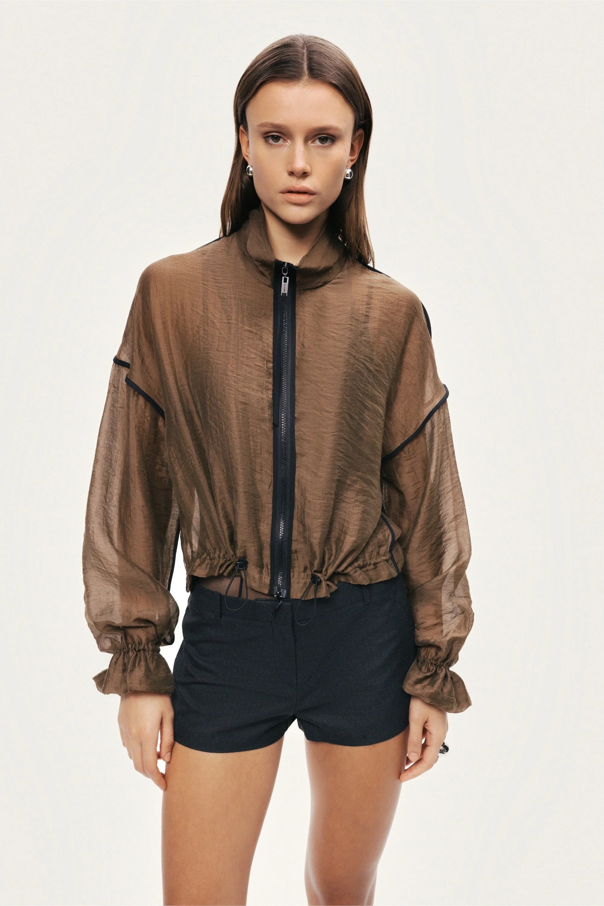 Sheer Zip-Front Jacket
