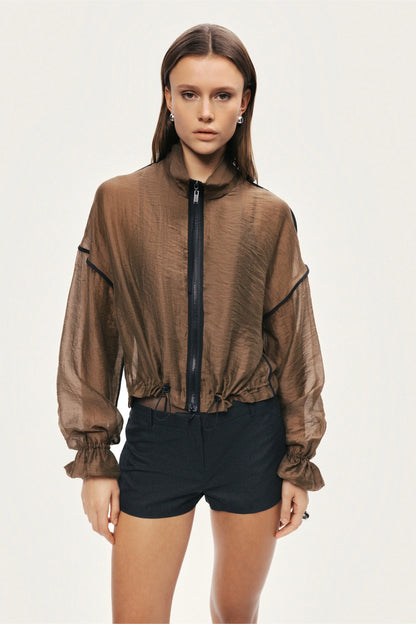 Sheer Zip-Front Jacket
