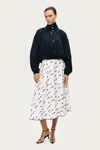 High-Neck Gathered Jacket