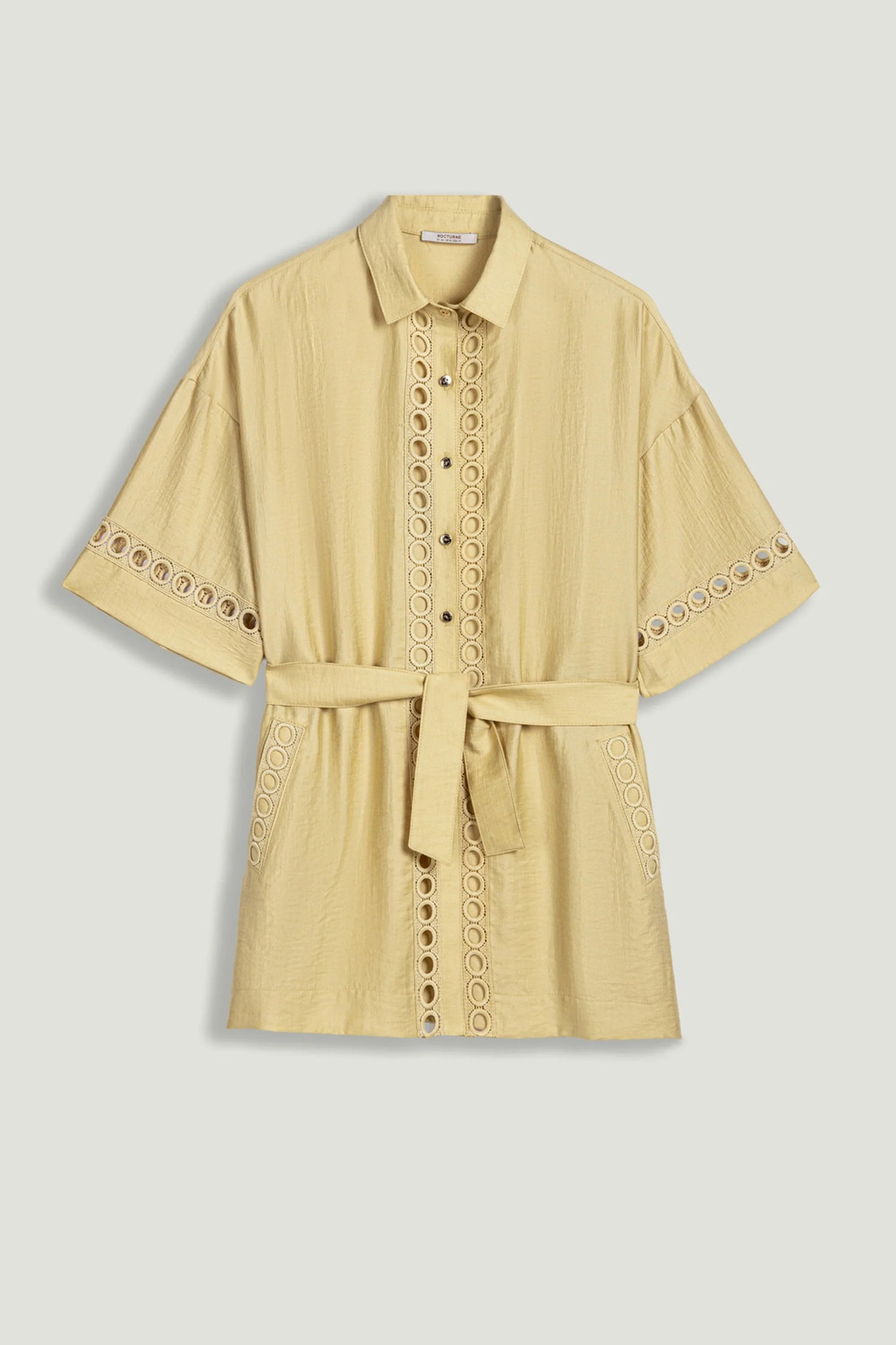 Belted Eyelet Detail Short-Sleeve Jacket