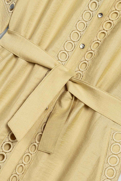 Belted Eyelet Detail Short-Sleeve Jacket