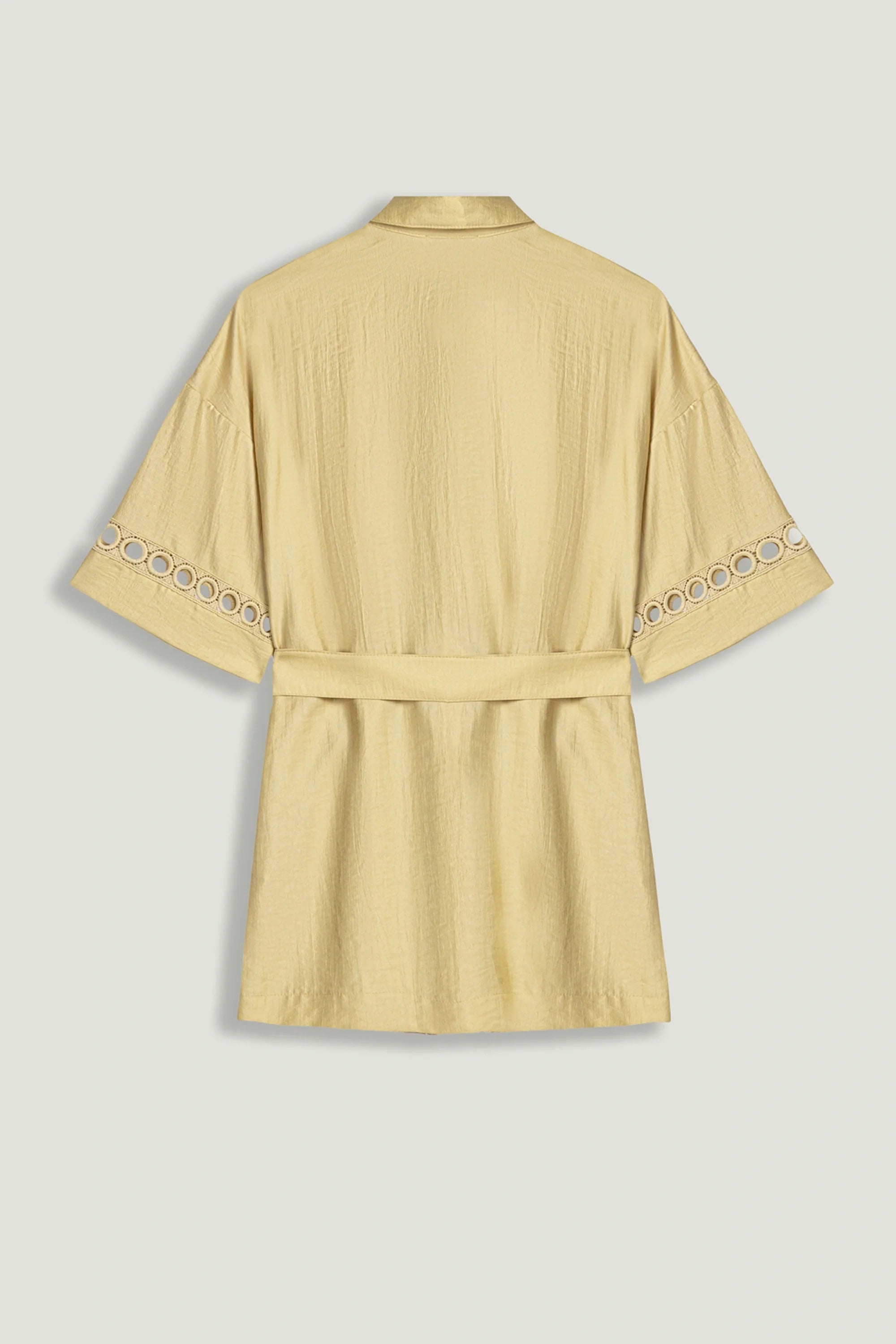 Belted Eyelet Detail Short-Sleeve Jacket