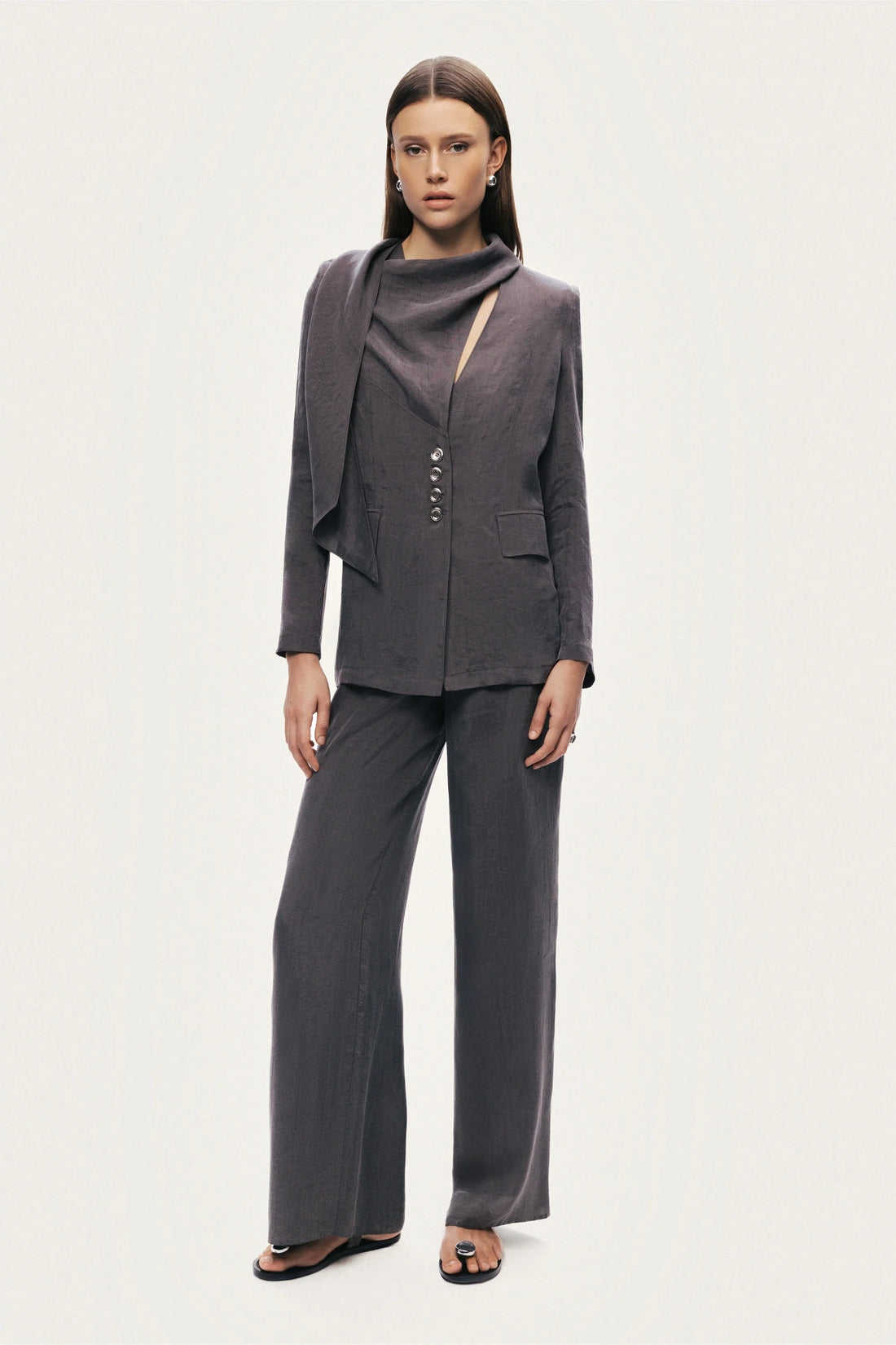 Asymmetrical Draped Tailored Jacket