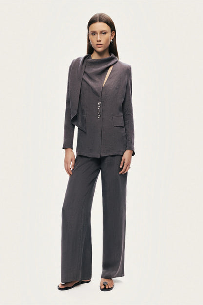 Asymmetrical Draped Tailored Jacket