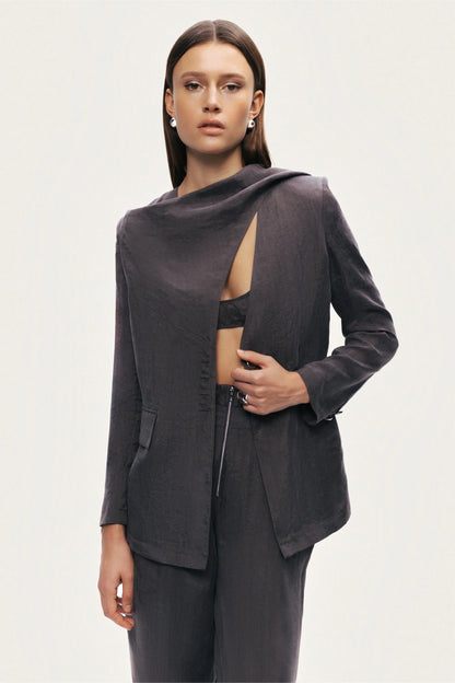 Asymmetrical Draped Tailored Jacket