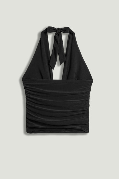 Deep V Halter Detail Blouse