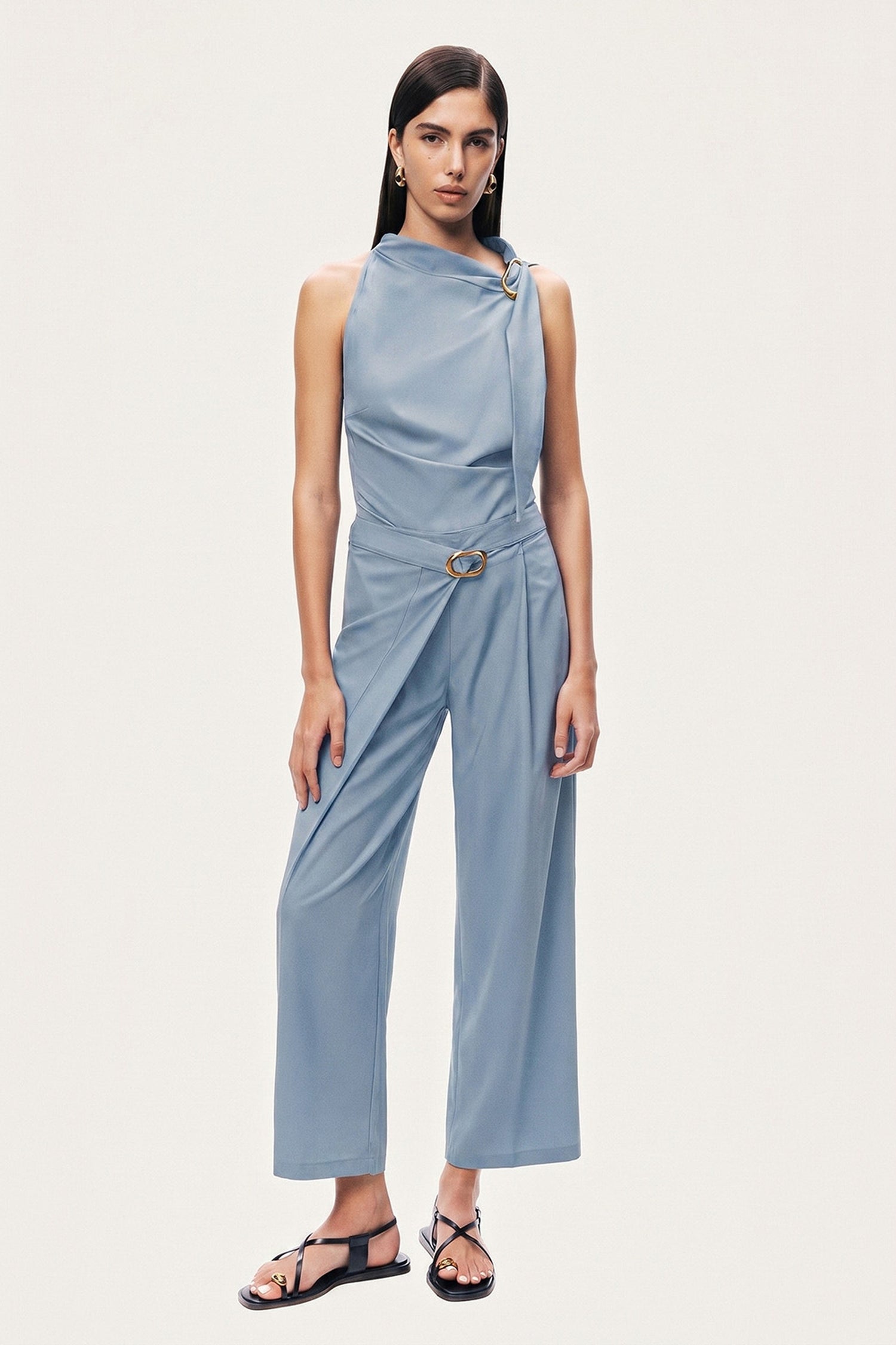 Accessory Detail Stand Collar Blouse