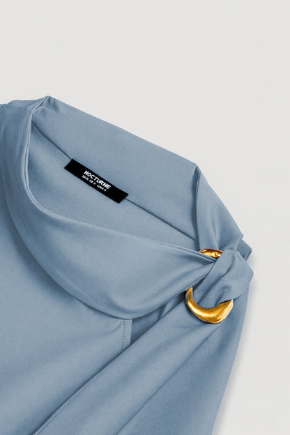 Accessory Detail Stand Collar Blouse