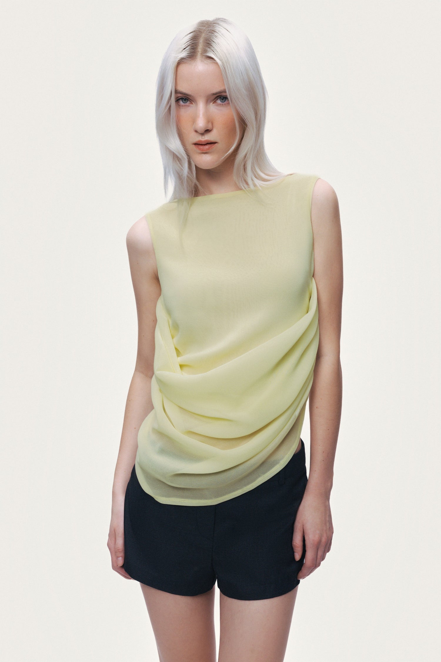 Draped Sleeveless Blouse