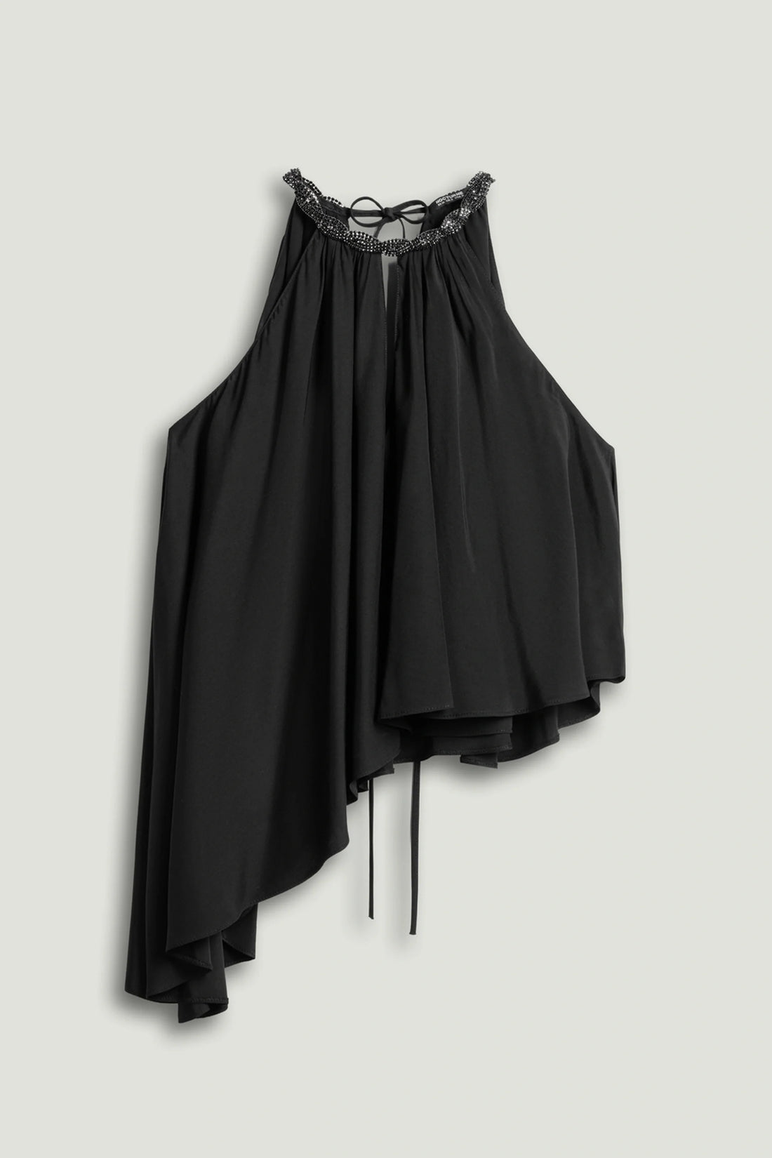 Black Embellished Halter Blouse