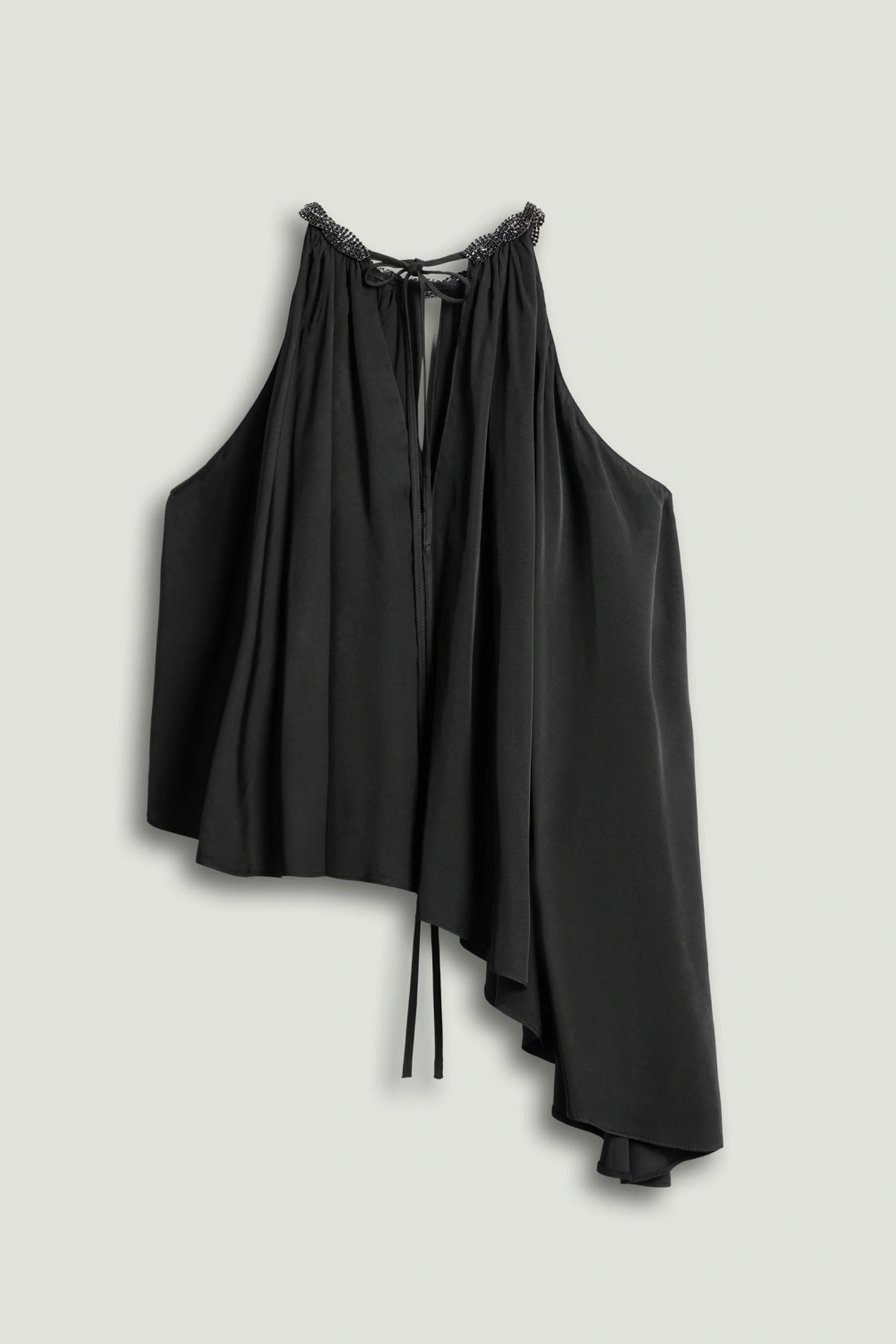 Black Embellished Halter Blouse