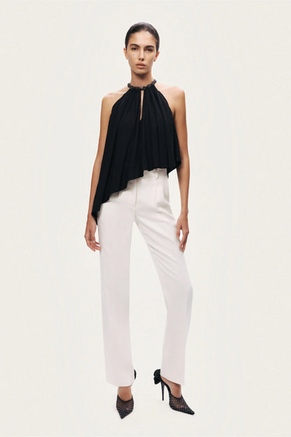 Black Embellished Halter Blouse