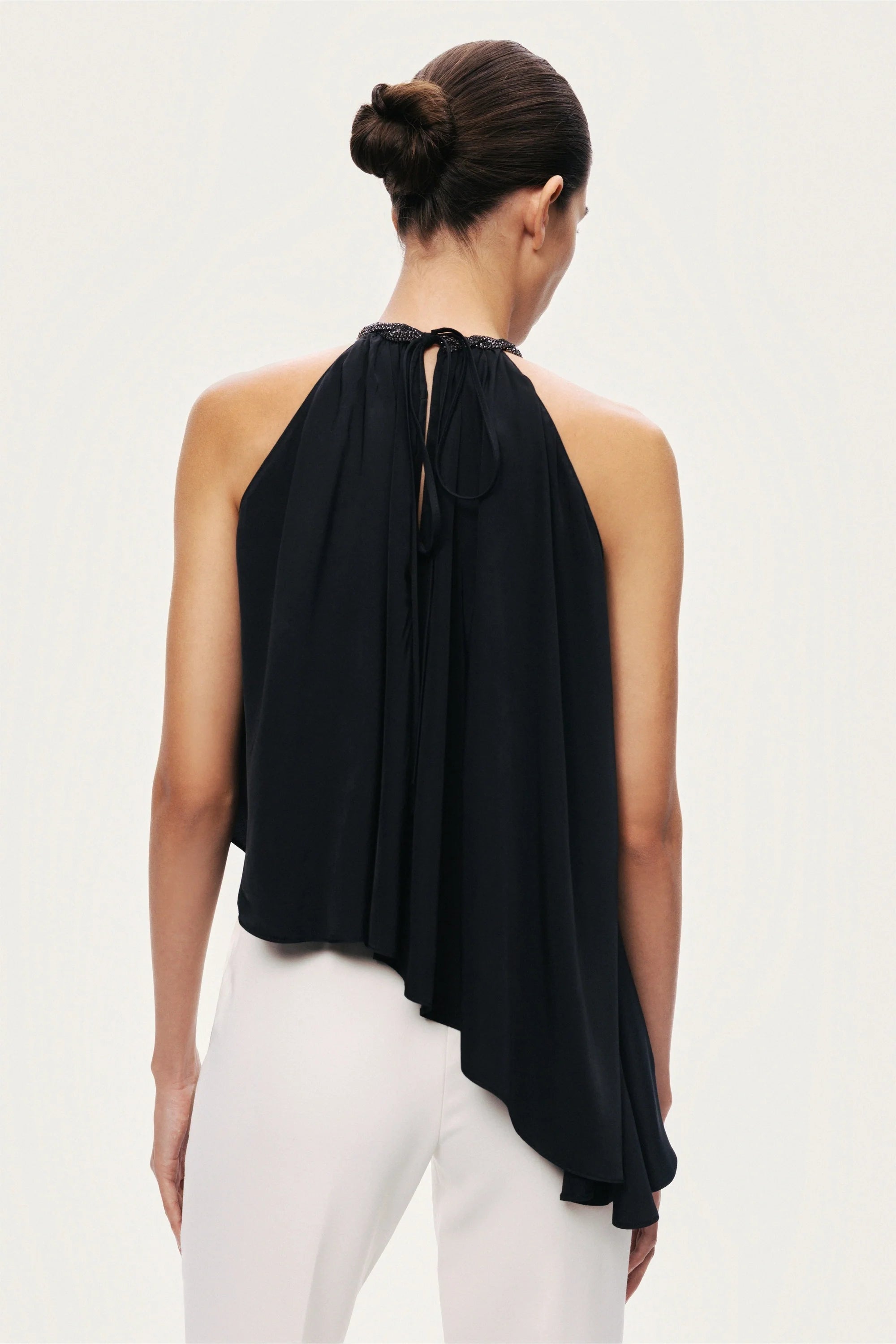 Black Embellished Halter Blouse
