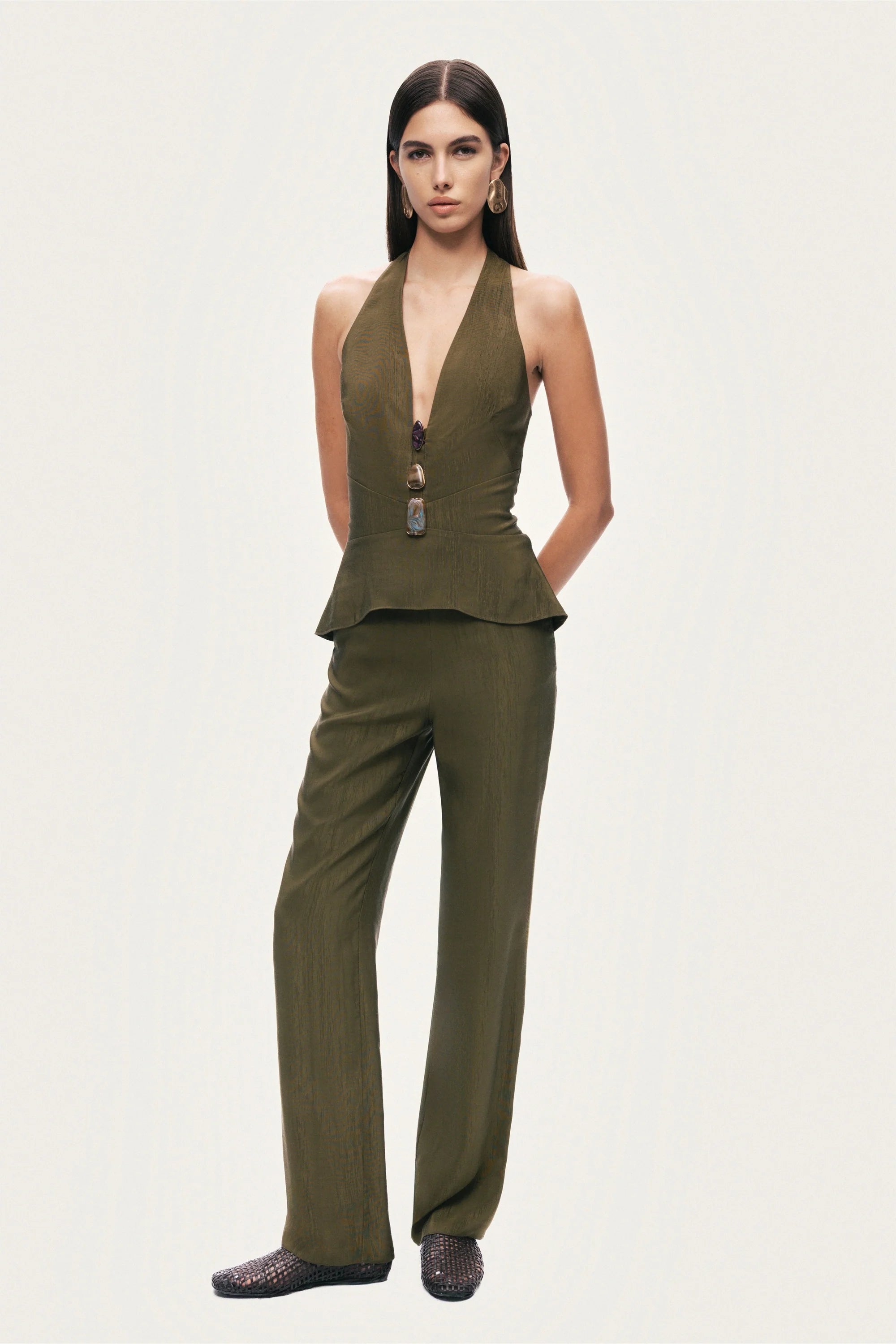 Halter Neck Peplum Top