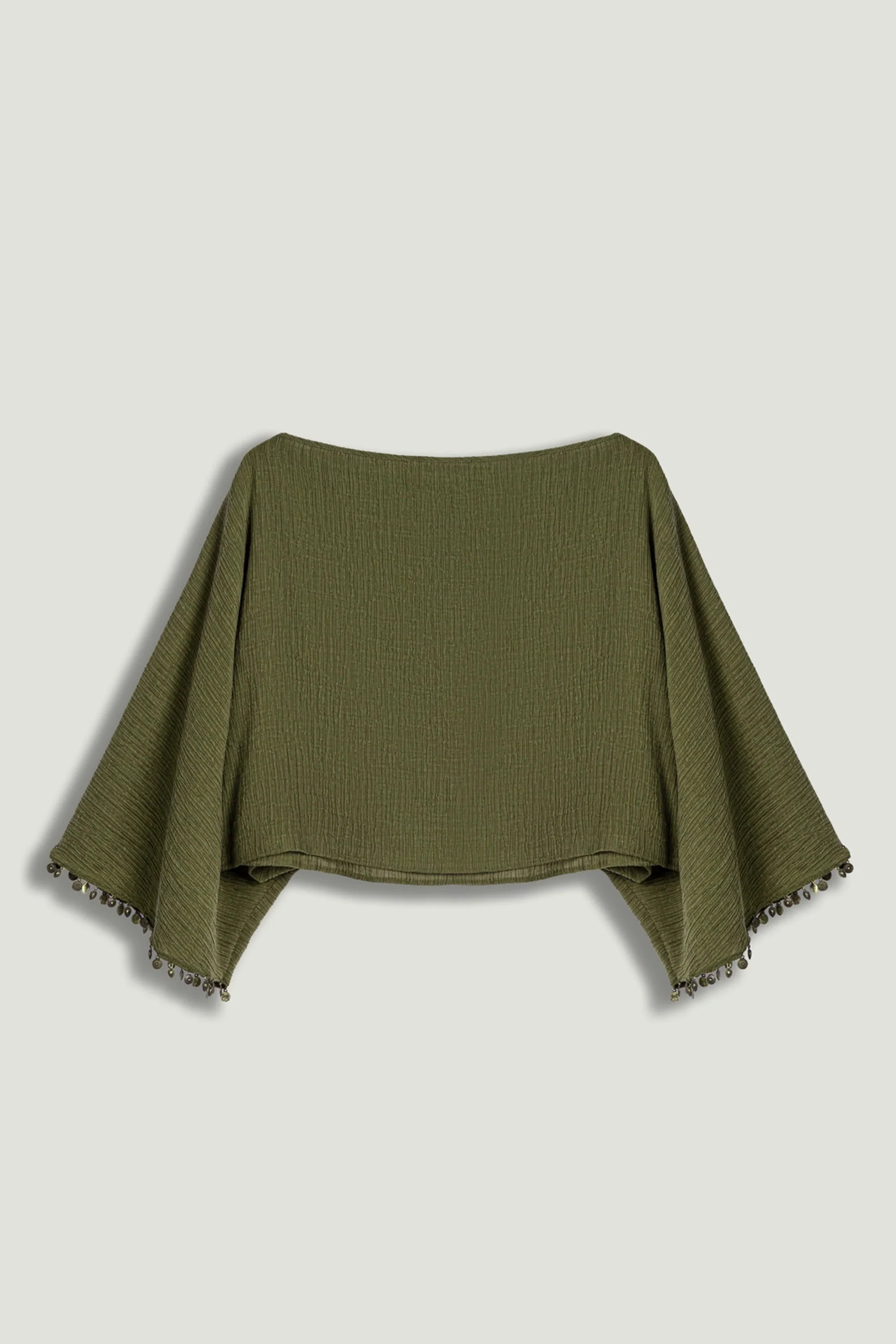 Cropped Boat-Neck Blouse