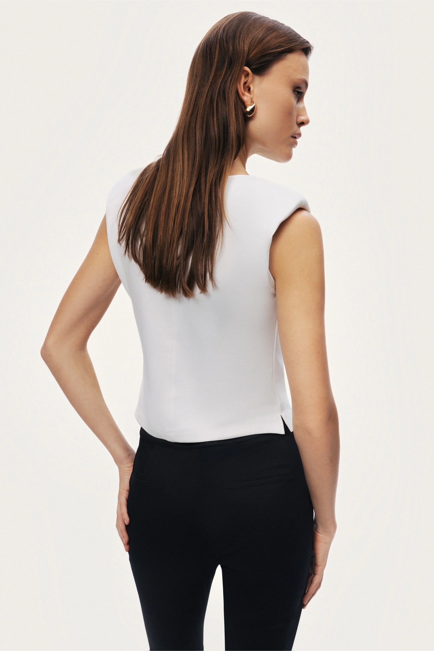 Sleeveless Buckle-Detail Blouse