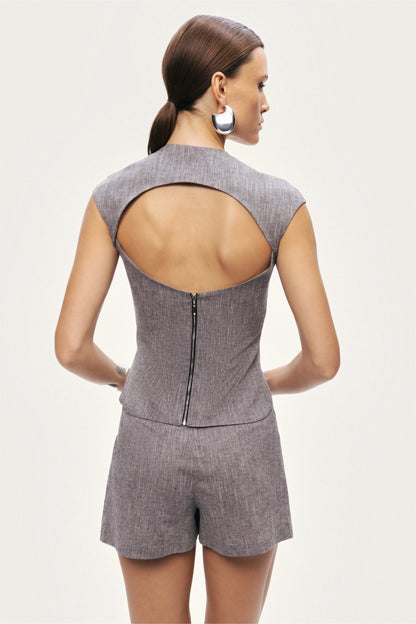 Open-Back Tailored Top