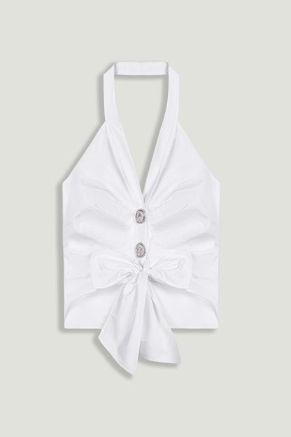 Halter Neck Tie Detail Blouse