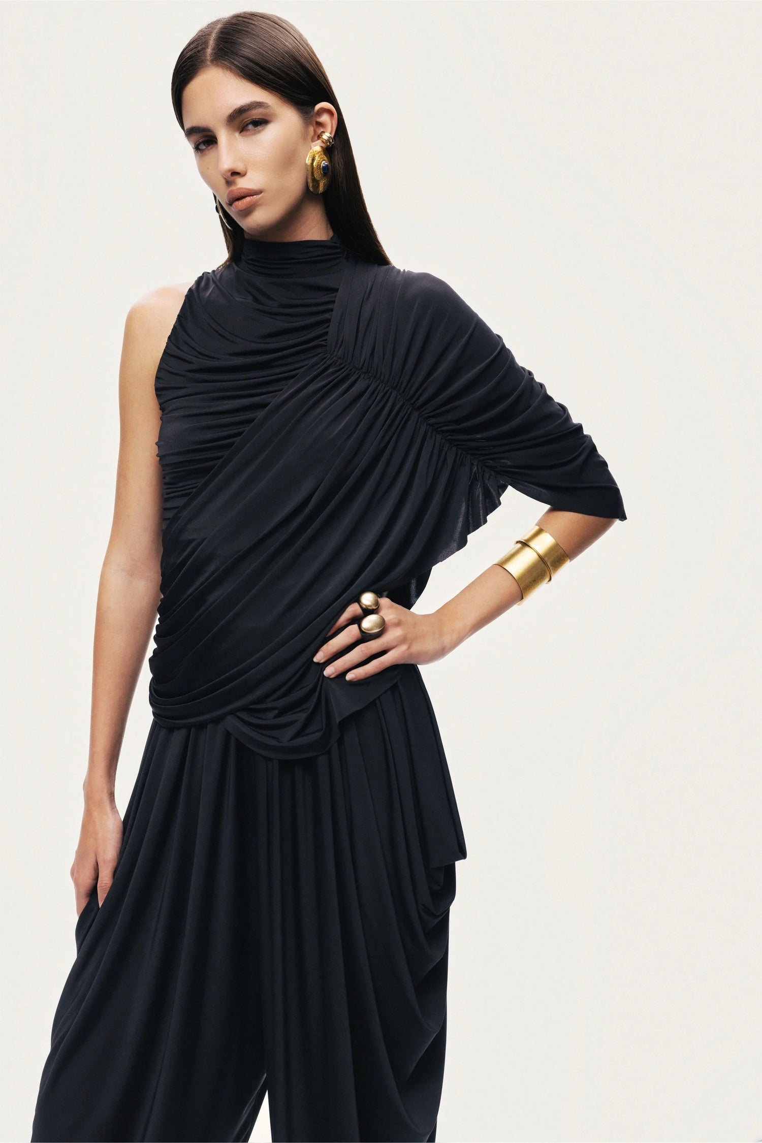 Asymmetric Draped Blouse