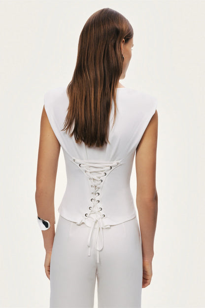 T-Shirt with Lace-Up Back Detail