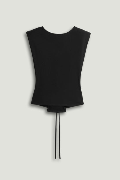 Black T-Shirt with Lace-Up Back Detail