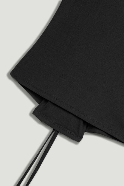 Black T-Shirt with Lace-Up Back Detail