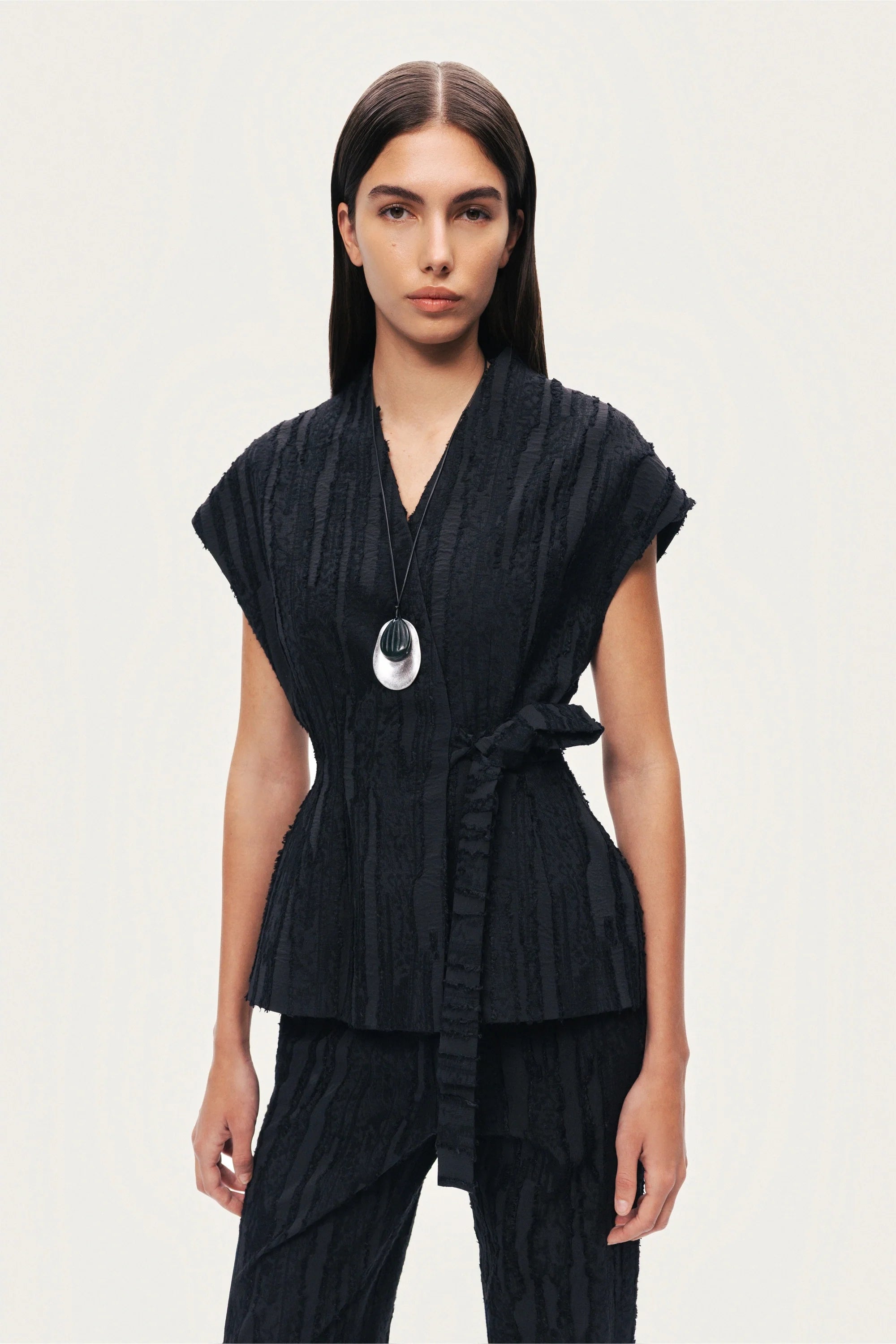 Textured Belted Vest