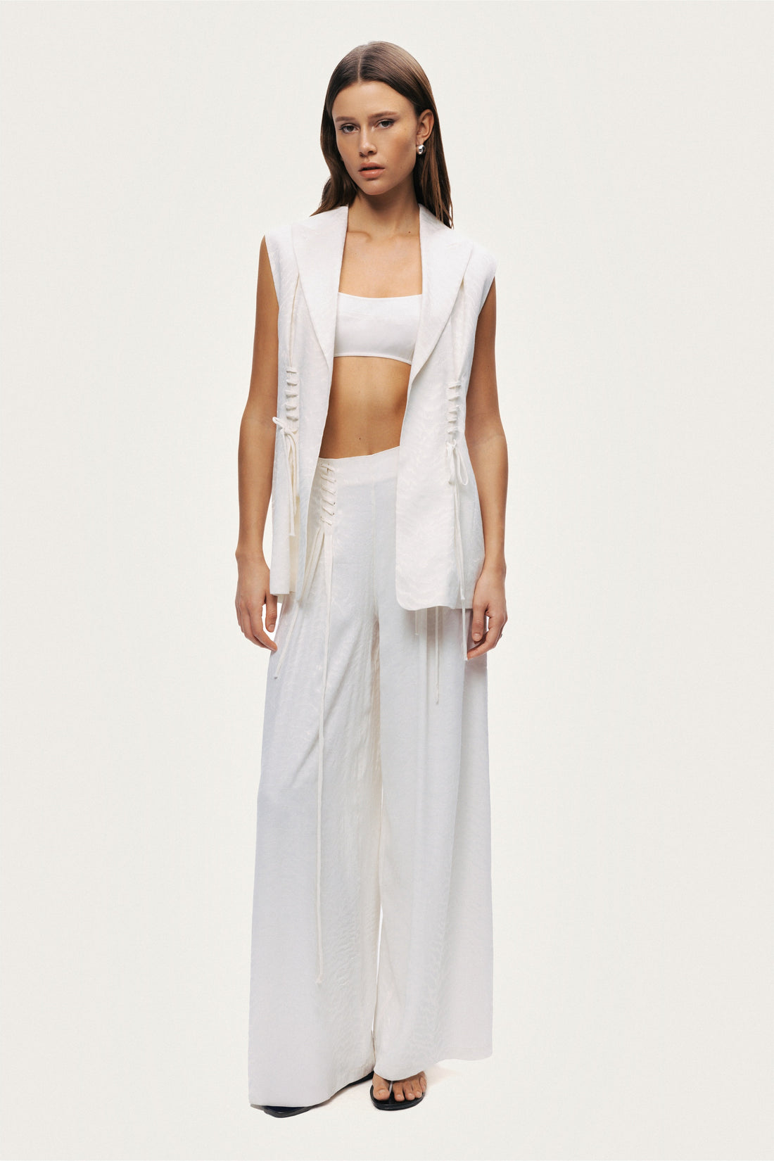 Lace-Up Waist Tailored Vest