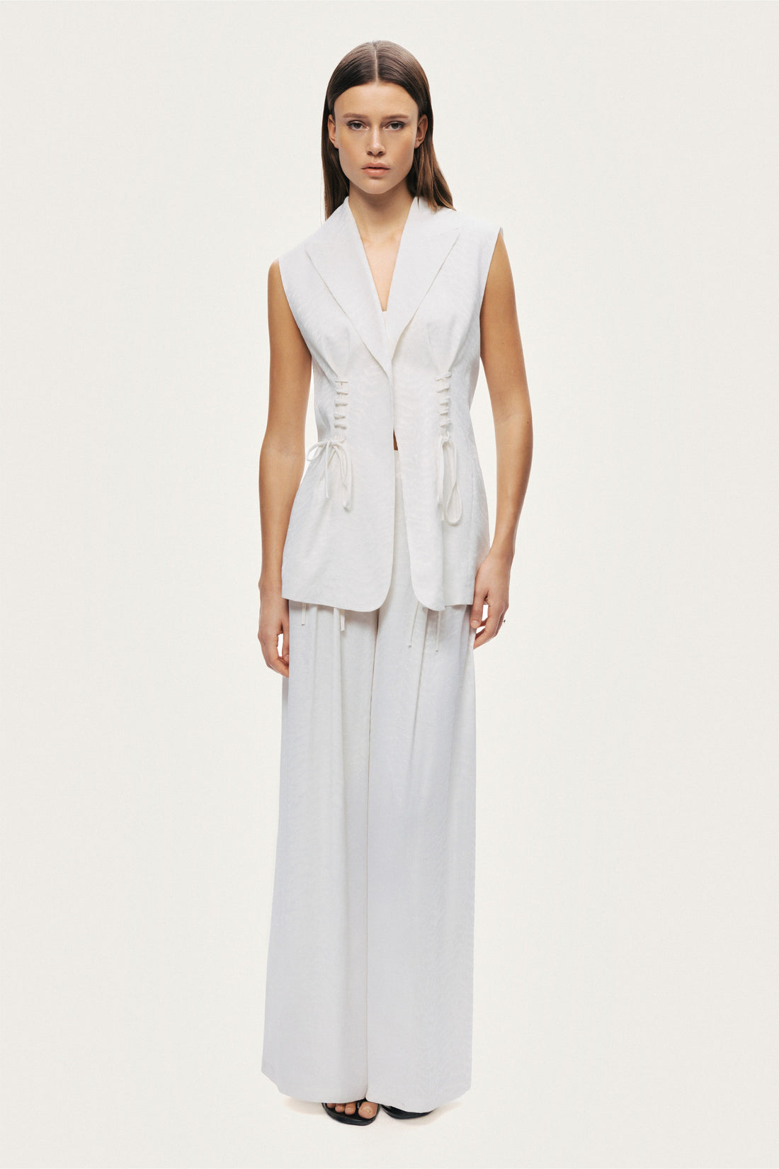 Lace-Up Waist Tailored Vest