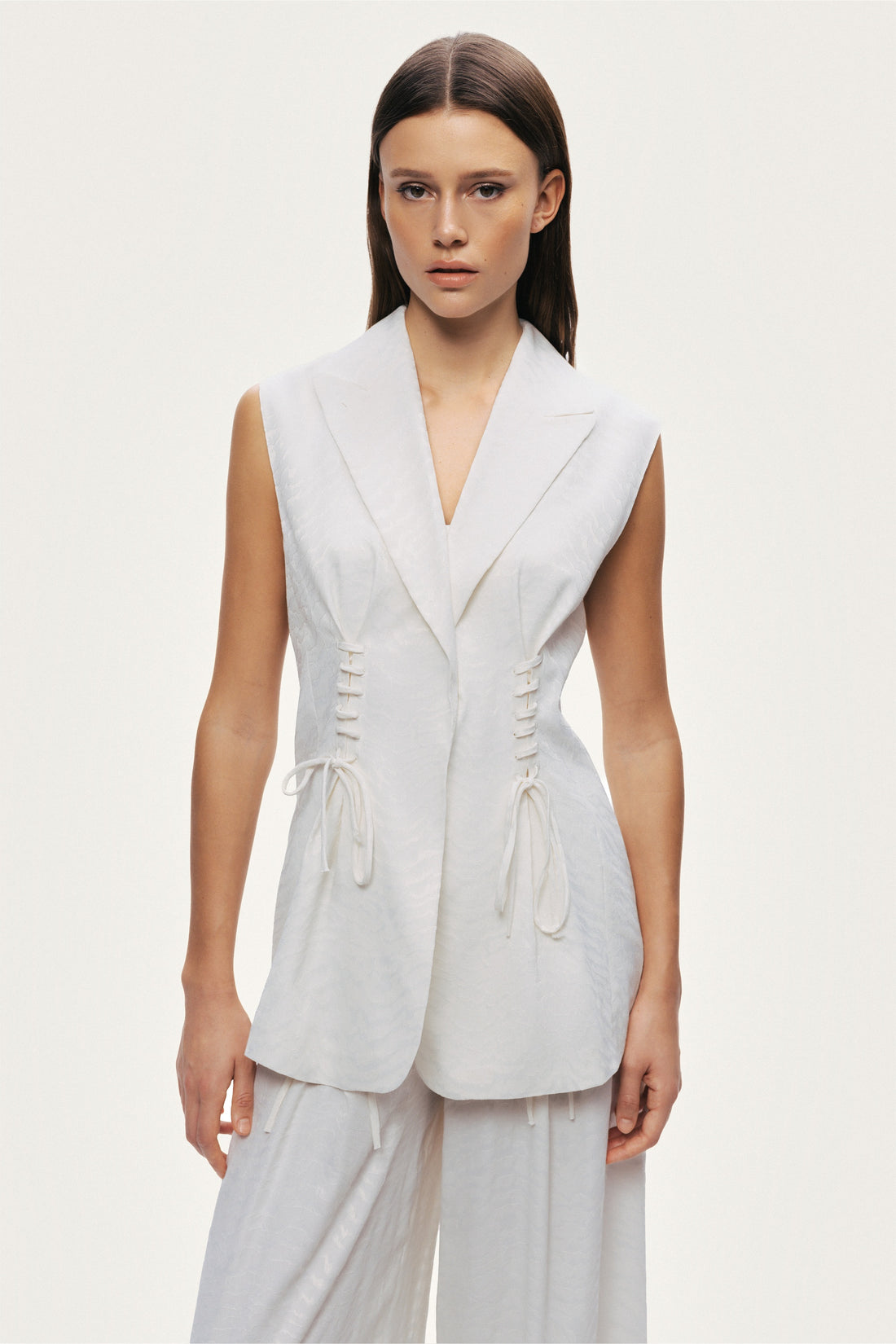 Lace-Up Waist Tailored Vest