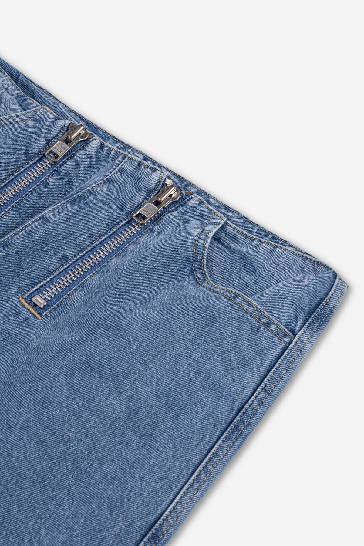 Double Zip Straight Leg Jeans