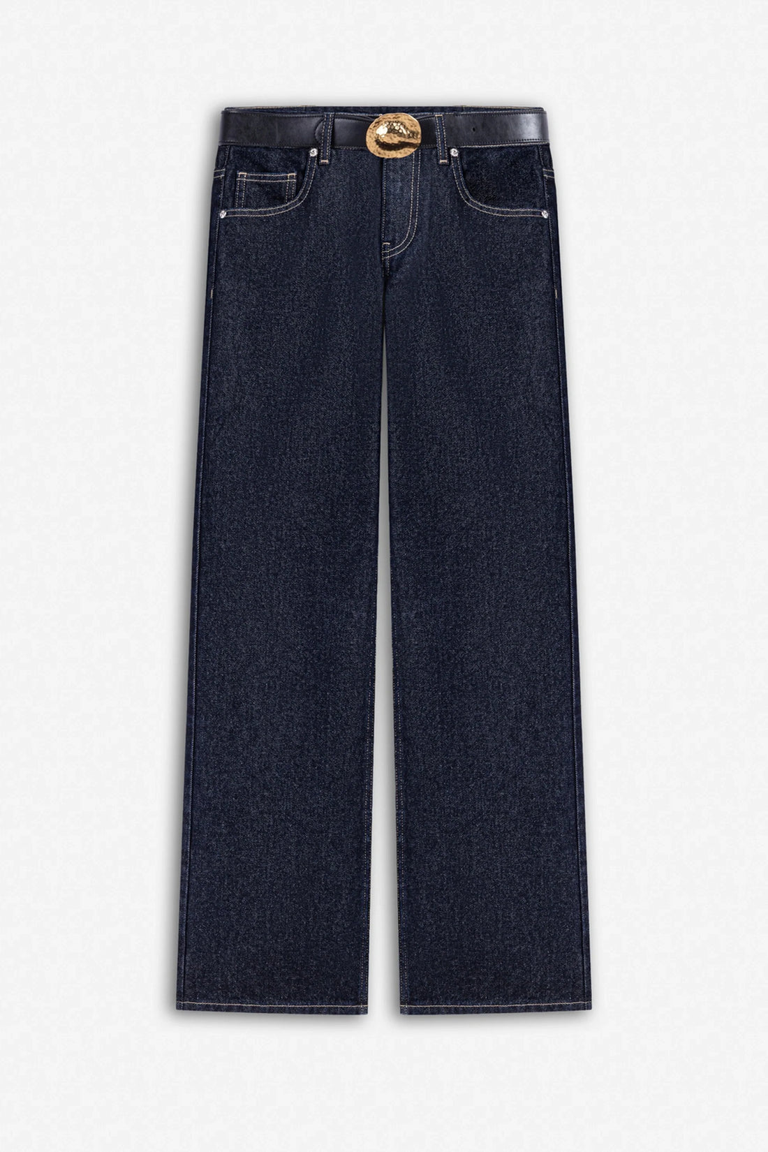 Belt Detail Wide Leg Jeans