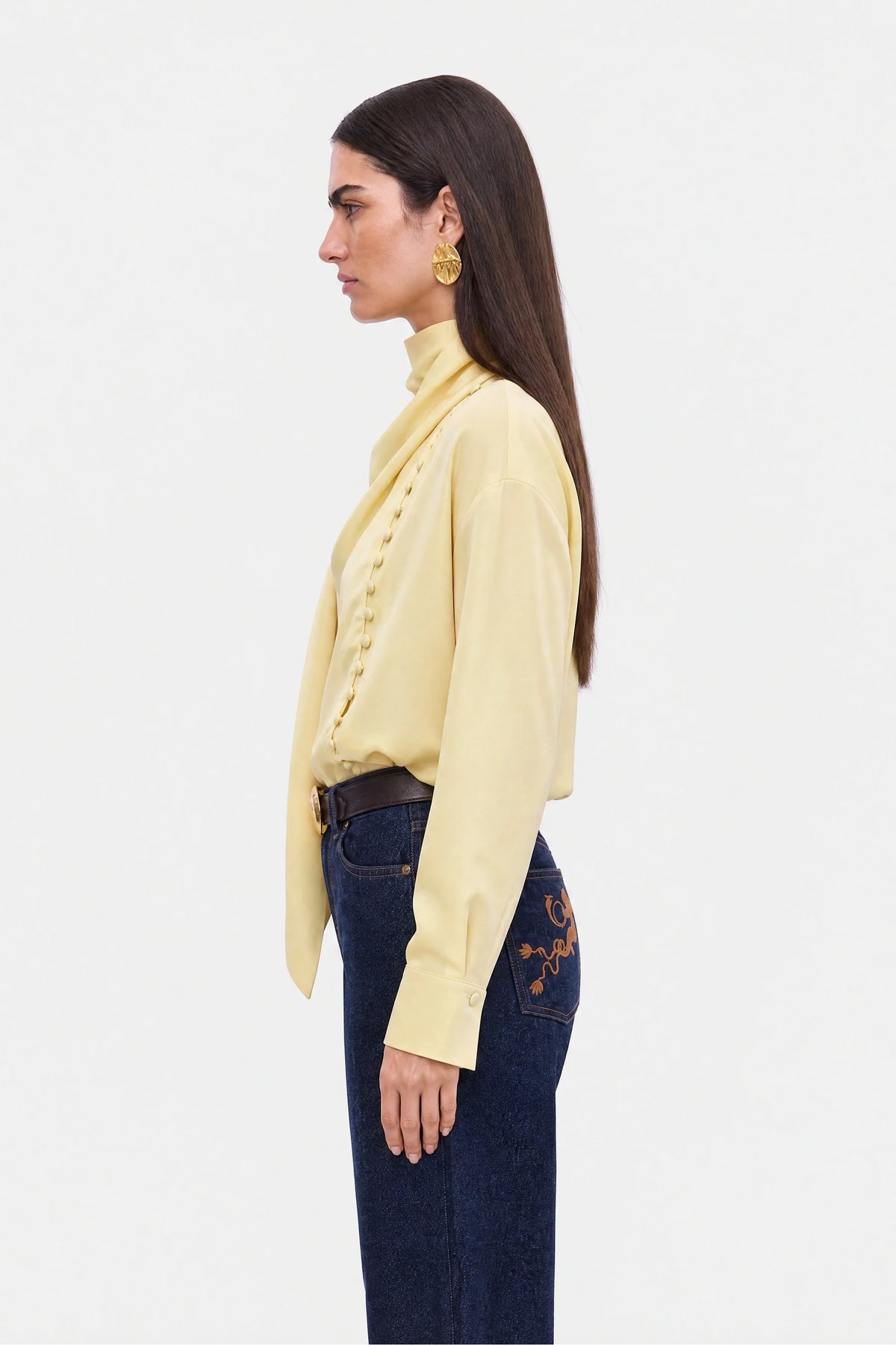 Belt Detail Wide Leg Jeans